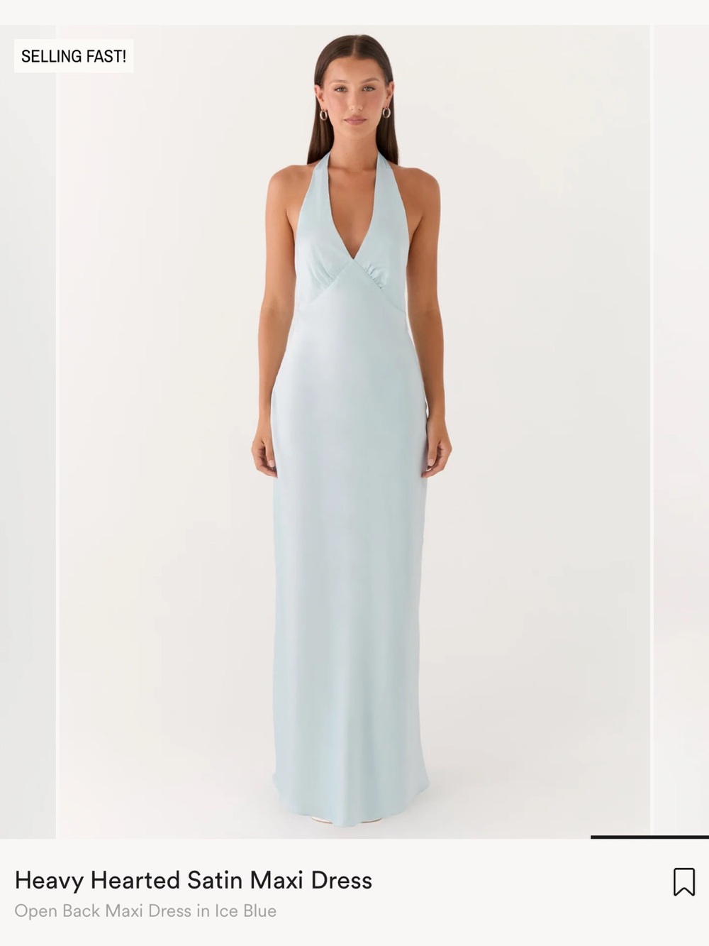 Peppermayo Heavy Hearted Satin Maxi Dress - Ice Blue